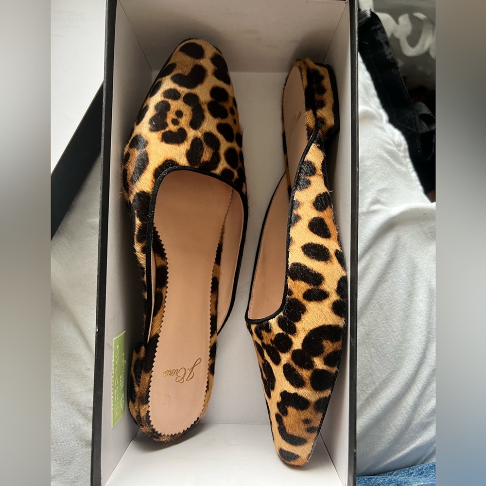 JCrew mohair leopard print slides